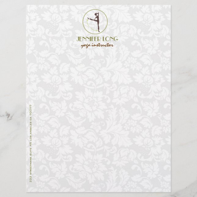 Braun-grüner und weißer Yoga-Lehrer Briefbogen (Vorderseite)