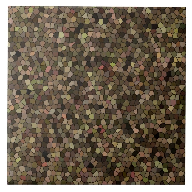 Braun Grünes Mosaikmuster Fliese (Vorderseite)