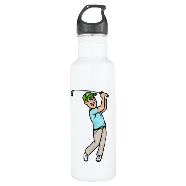 Braun Haare Golfer Personalisiertes Wasser Flasche Edelstahlflasche (Vorderseite)