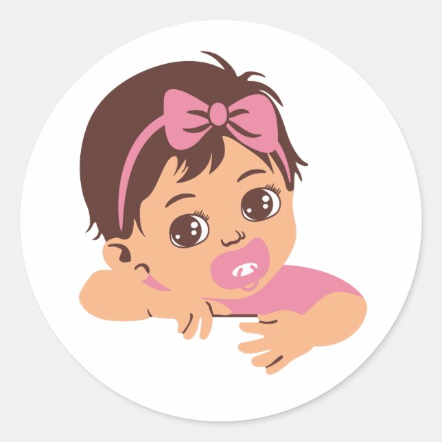 Braun haarige Babytracker mit Schnuller Runder Aufkleber (Vorderseite)