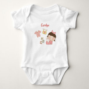 Braun haariges Baby Girl - ABCs Strampler