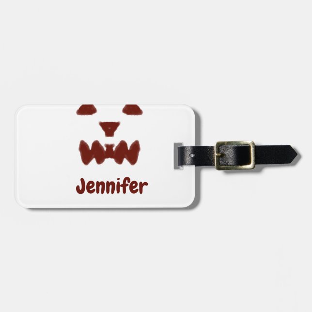 Braun Halloween beängstigender Gesichtsfall hinzuf Gepäckanhänger (Vorderseite horizontal)