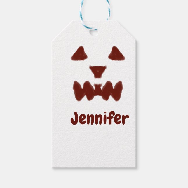 Braun Halloween beängstigender Gesichtsfall hinzuf Geschenkanhänger (Vorderseite)