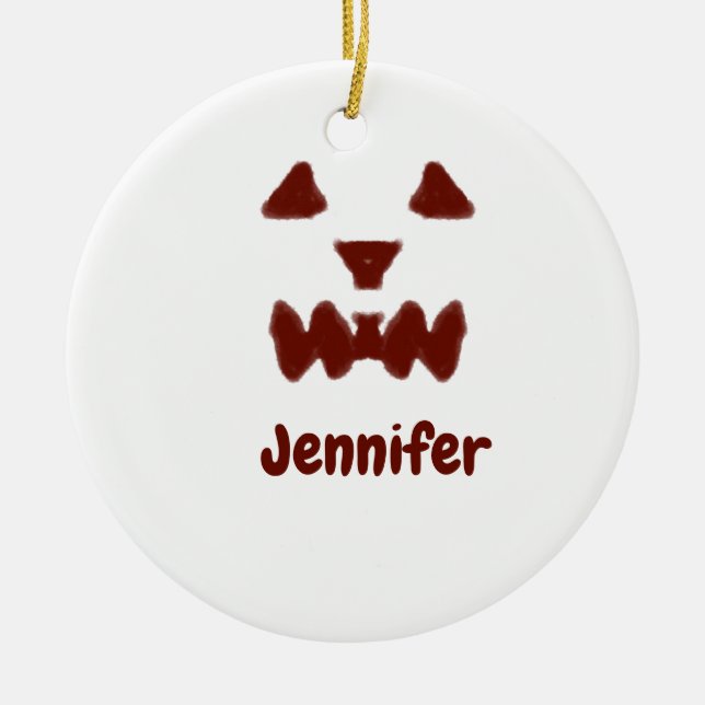 Braun Halloween beängstigender Gesichtsfall hinzuf Keramik Ornament (Vorne)