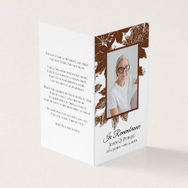 Braun Herbstlaub Beerdigungsdienst Gedenkgebet Visitenkarten