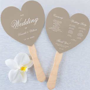 Braun Herz Elegante Kalligrafie Hochzeitsprogramm Fächer