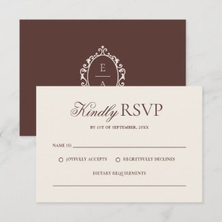 Braun Hochzeit im Vintage-Stil mit Espresso und al RSVP Karte