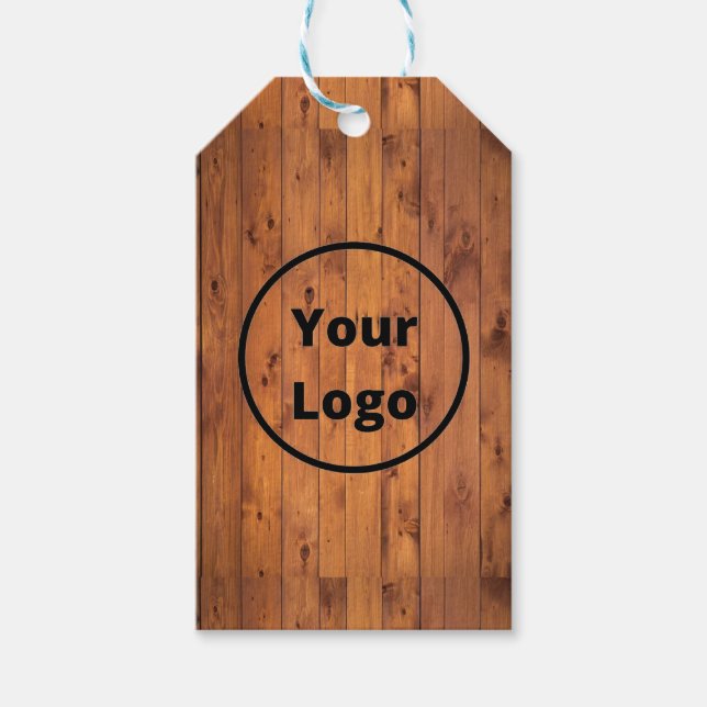 Braun-Holz mit Logo Geschenkanhänger (Vorderseite)