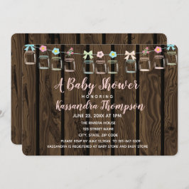 Braun Holz Rustic Mason Jar Baby Dusche Einladung