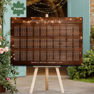 Braun-Holz-Streichleuchten 30 Tische Hochzeitssitz Poster