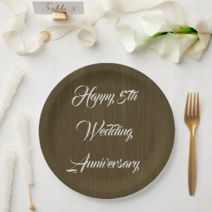 Braun Holz Traditioneller 5. Hochzeitstag,  Pappteller