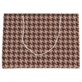 Braun Houndstooth Vornehm Klassisches Muster Große Geschenktüte