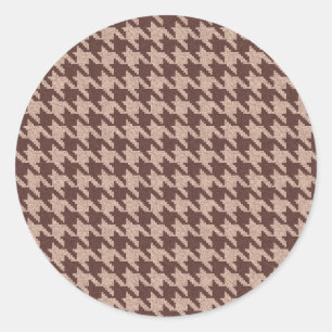 Braun Houndstooth Vornehm Klassisches Muster Runder Aufkleber