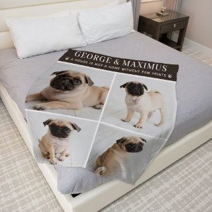Braun Hund Foto Pfotenabdrücke Zitat Decke