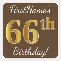Braun, Imitate Gold 66. Geburtstag + Individuelle 