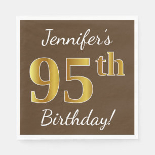 Braun, Imitate Gold 95. Geburtstag + Individuelle  Serviette