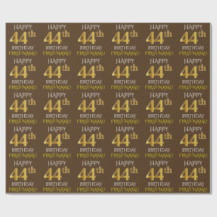 Braun, Imitate Gold "HAPPY 44. GEBURTSTAG" Geschenkpapier