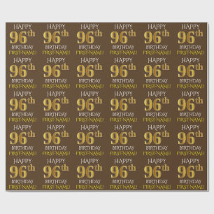 Braun, Imitate Gold "HAPPY 96. GEBURTSTAG" Geschenkpapier