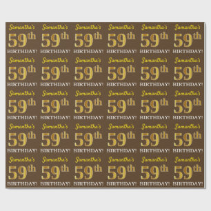 Braun, Imitation Gold Look "59. GEBURTSTAG" Geschenkpapier