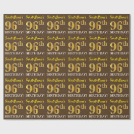 Braun, Imitation Gold Look "96. GEBURTSTAG" Geschenkpapier