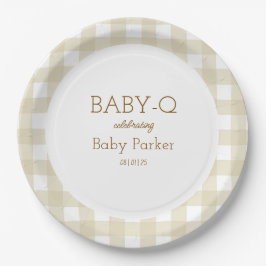 Braun kariert Baby-Q Teller rund 2
