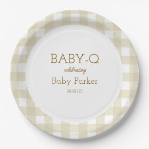 Braun kariert Baby-Q Teller rund 2