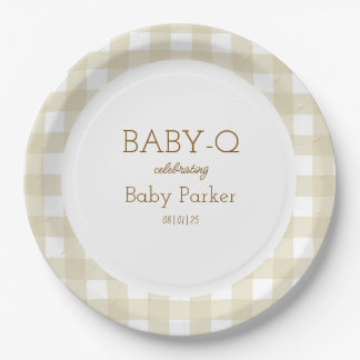 Braun kariert Baby-Q Teller rund 2