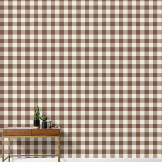Braun kariert Gingham groß Tapete