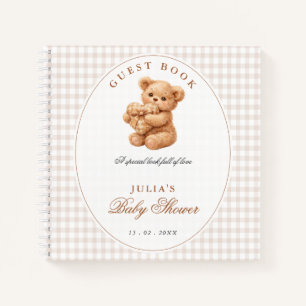 Braun kariert Teddybär neutrale Babyparty Papier Notizbuch