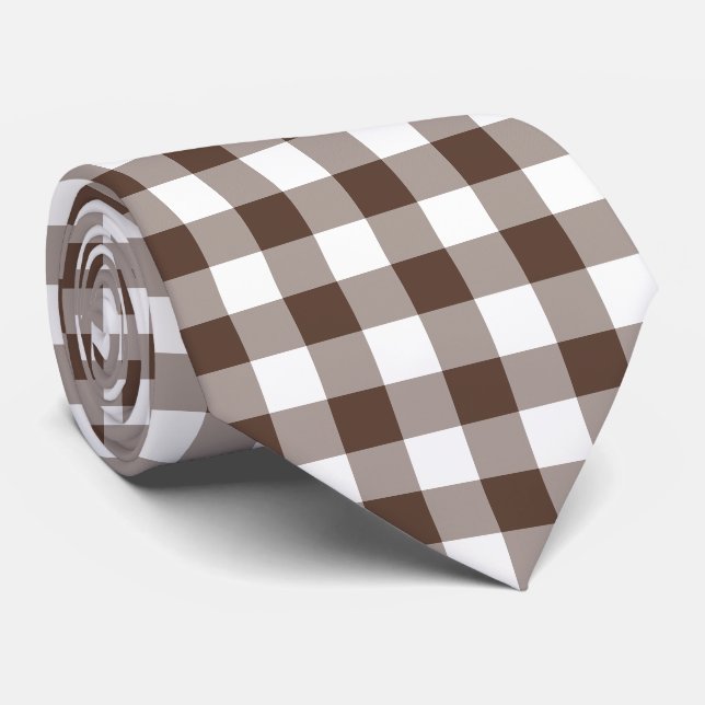 Braun karierte Gingham-Krawatte Krawatte (Gerollt)