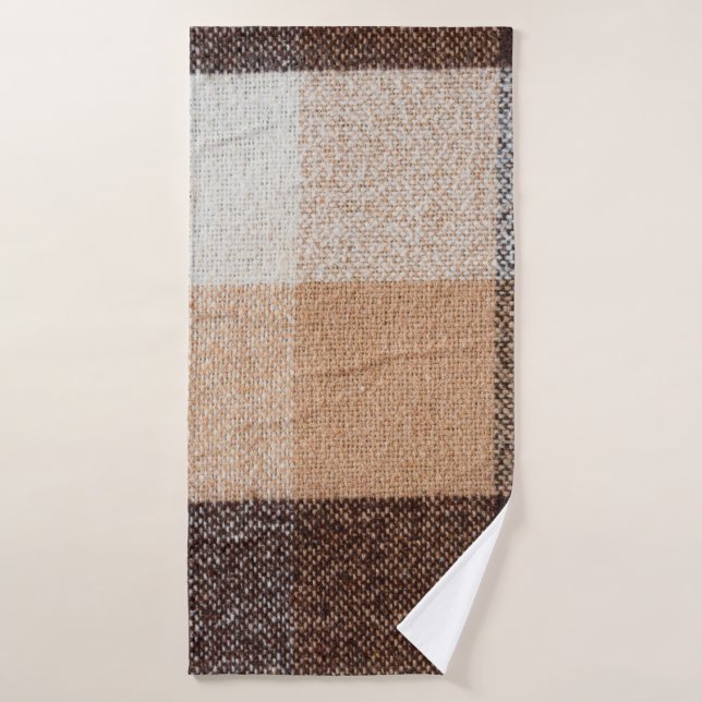 Braun karierte Wolle karierte Textur. Tartan  Badehandtuch (Badehandtuch)
