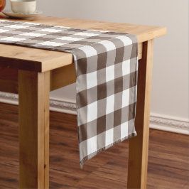 Braun karierter Gingham-Tischläufer aus Chocolate Kurzer Tischläufer