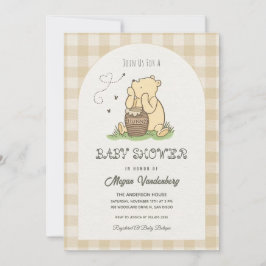 Braun karierter Teddybär Baby Shower Einladung