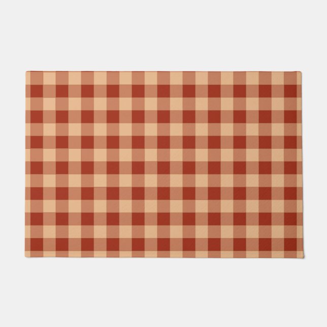 Braun kariertes Gingham-Muster Fußmatte (Vorderseite)