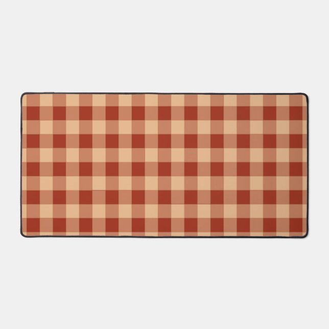 Braun kariertes Gingham-Muster Schreibtischunterlage (Vorderseite)
