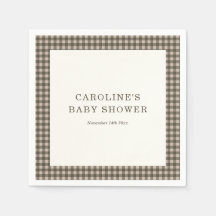 Braun kariertes Gingham Plaid personalisierte Baby