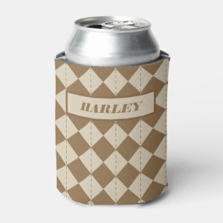 Braun kariertes Muster im Vintage-Stil Dosenkühler