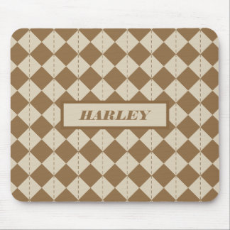 Braun kariertes Muster im Vintage-Stil Mousepad