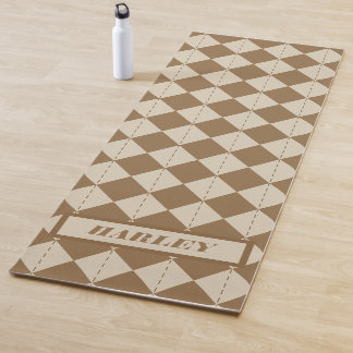 Braun kariertes Muster im Vintage-Stil Yogamatte