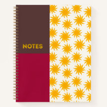 Braun-Karmesin-Gold-Sonnenstrahl-Notizbuch - L