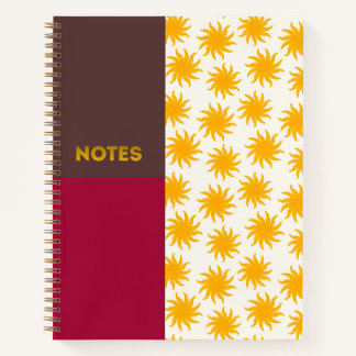 Braun-Karmesin-Gold-Sonnenstrahl-Notizbuch - L Notizbuch