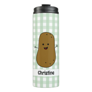 Braun Kartoffel Gingham Grün Custom Thermobecher Thermosbecher