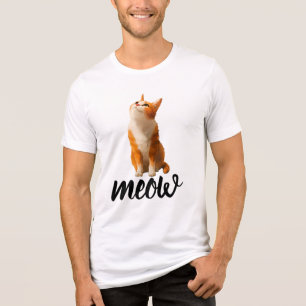 Braun Katze Schaut Hoch T-Shirt Süße Katze Unise Tri-Blend Shirt