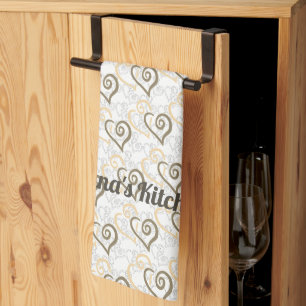 Braun Khaki Verbundene Herz Kunst Benutzerdefinier Geschirrtuch