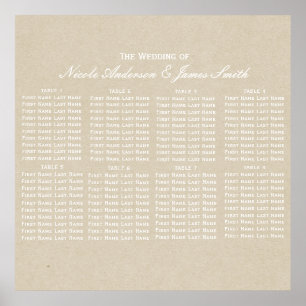 Braun Kraft Rustikale moderne Hochzeit Sitzplan Poster