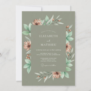 Braun-kupfernes Eukalyptus-Hochzeit Einladung
