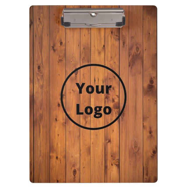 Braun lackiertes Holz mit Logo Klemmbrett (Vorderseite)