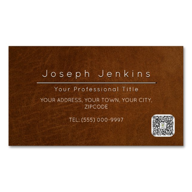 Braun Lederarbeiter Saddler Luxusmarke Magnetische Visitenkarte (Vorderseite)