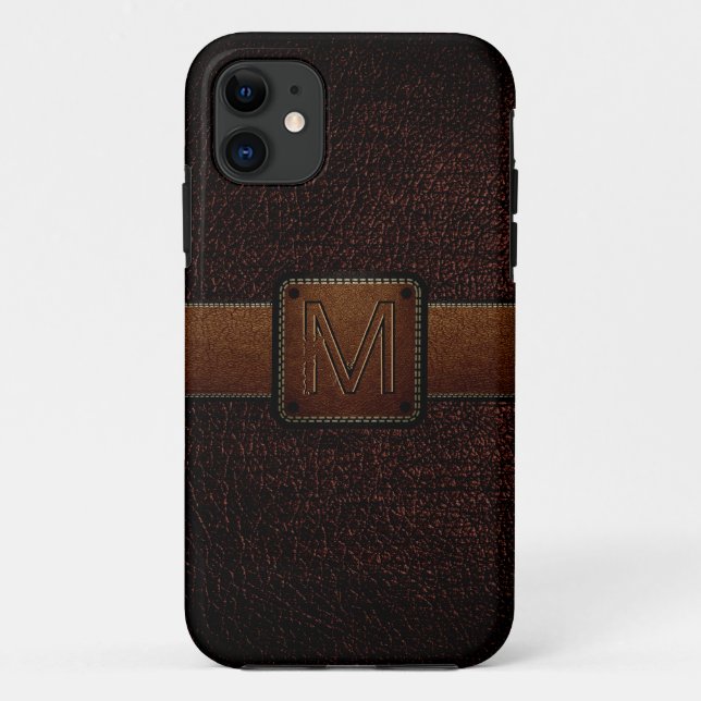 Braun Lederoptik Brauner Aufnäher Case-Mate iPhone Hülle (Rückseite)