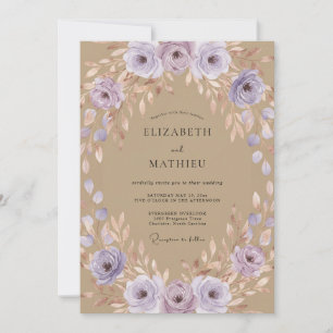 Braun-lila Laub Graue Eukalyptus-Hochzeit Einladung